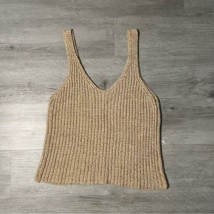West of Melrose Tan/Khaki Crochet Knit Tank Top - M